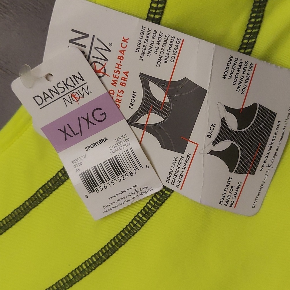 DANSKIN NOW Lime Yellow and Black Racerback Sports Bra - Picture 4 of 8